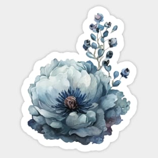 Blue Watercolor Wild Flower Sticker